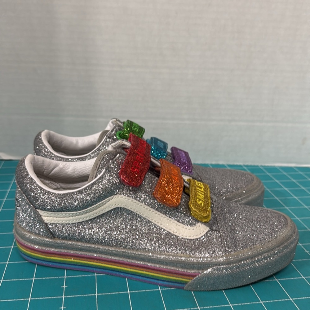 Vans x Flour Shop by Amirah Kassem  Rainbow Glitter Old Skool Skate Shoe 7.5 - Picture 3 of 16